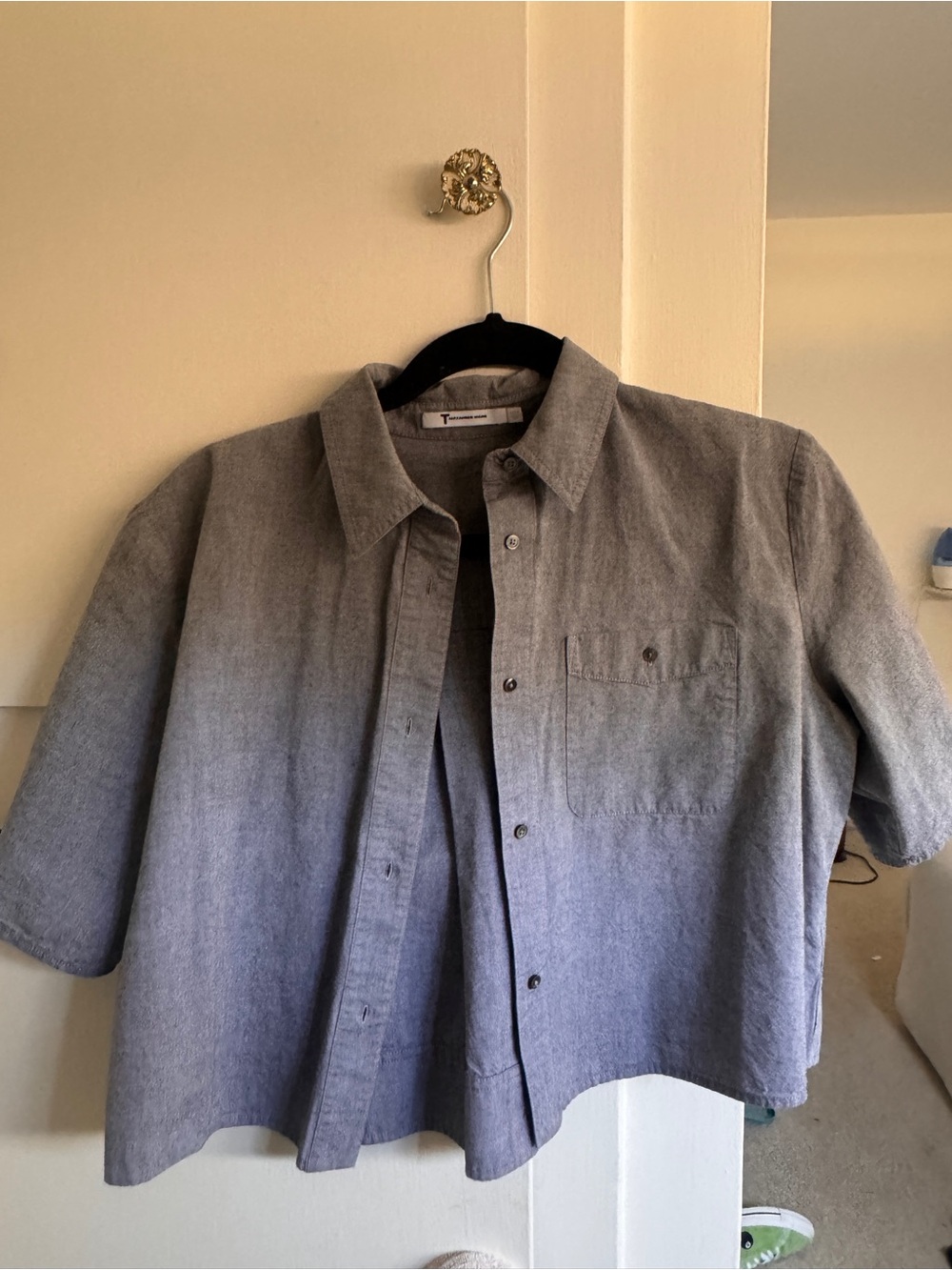 Alexander wang chambray cotton blue gray crop button down women’s 4 or small